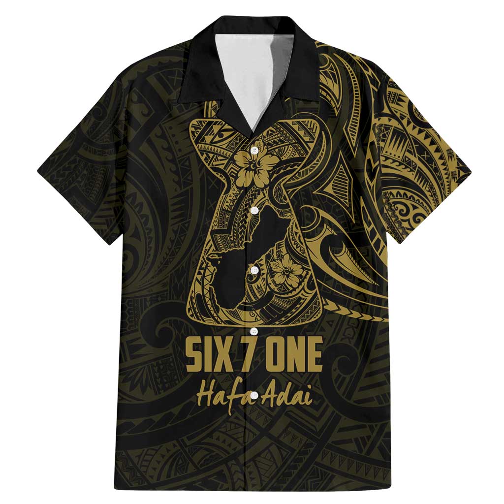 Gold Guam Latte Stone Tribal Tattoo Family Matching Mermaid Dress and Hawaiian Shirt Hafa Adai Six 7 One