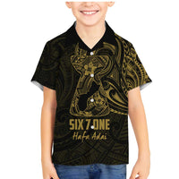 Gold Guam Latte Stone Tribal Tattoo Family Matching Mermaid Dress and Hawaiian Shirt Hafa Adai Six 7 One