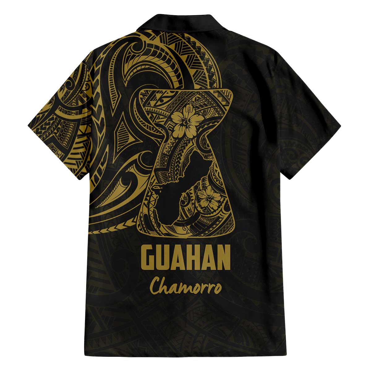 Gold Guam Latte Stone Tribal Tattoo Family Matching Off The Shoulder Long Sleeve Dress and Hawaiian Shirt Hafa Adai Six 7 One