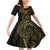 Gold Guam Latte Stone Tribal Tattoo Family Matching Off Shoulder Short Dress and Hawaiian Shirt Hafa Adai Six 7 One