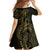 Gold Guam Latte Stone Tribal Tattoo Family Matching Off Shoulder Short Dress and Hawaiian Shirt Hafa Adai Six 7 One