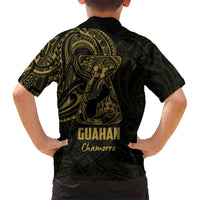 Gold Guam Latte Stone Tribal Tattoo Hawaiian Shirt Hafa Adai Six 7 One
