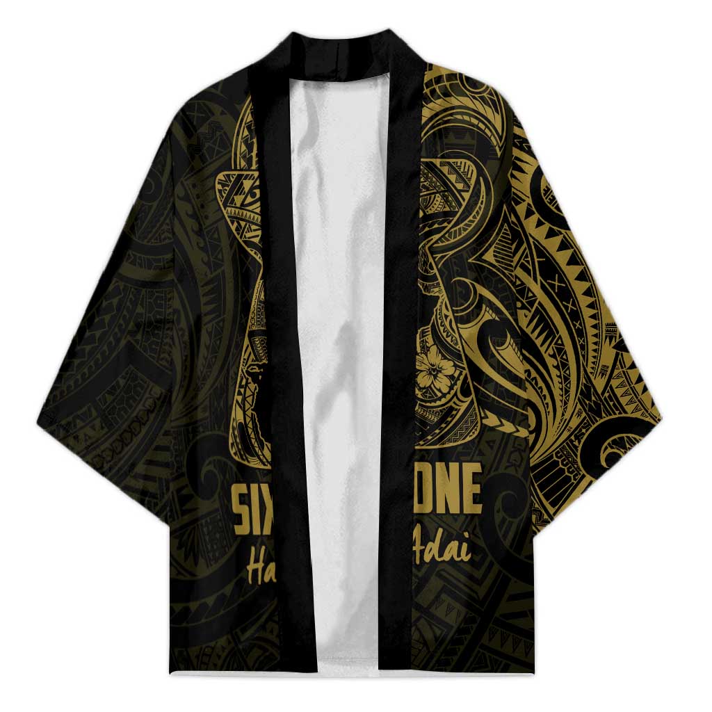Gold Guam Latte Stone Tribal Tattoo Kimono Hafa Adai Six 7 One - Polynesian Pride