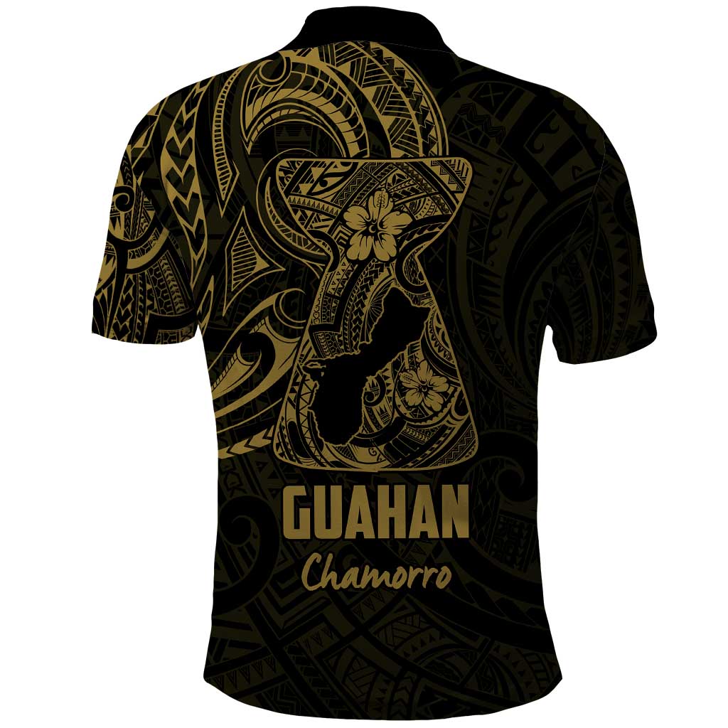 Gold Guam Latte Stone Tribal Tattoo Polo Shirt Hafa Adai Six 7 One