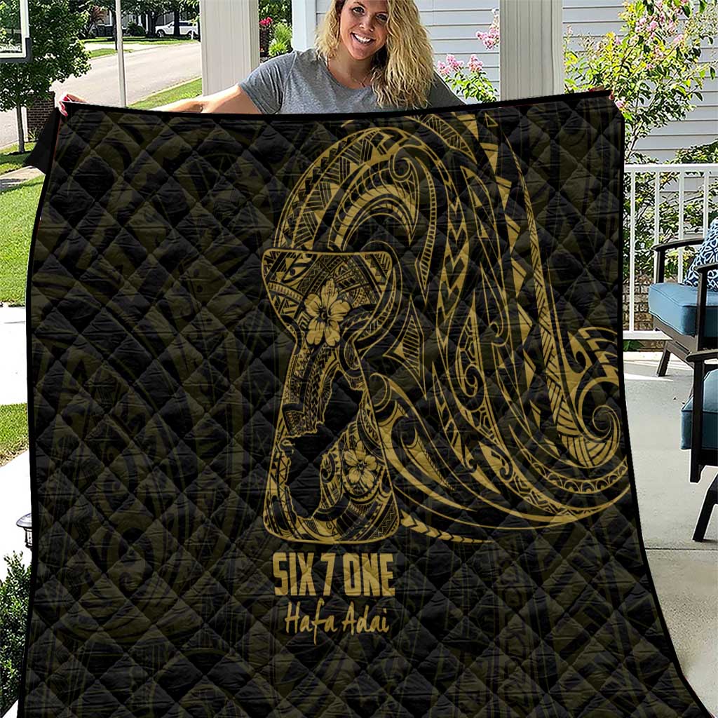 Gold Guam Latte Stone Tribal Tattoo Quilt Hafa Adai Six 7 One