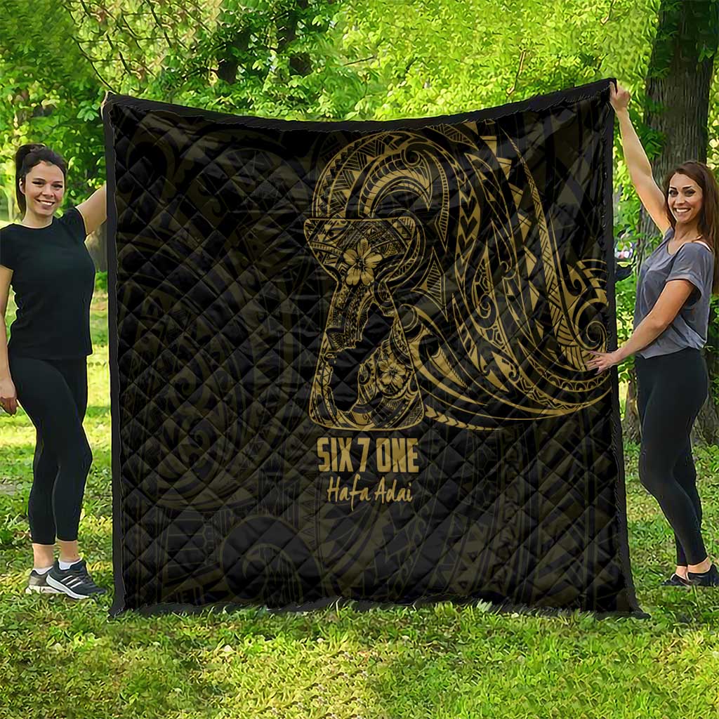 Gold Guam Latte Stone Tribal Tattoo Quilt Hafa Adai Six 7 One LT9 - Polynesian Pride