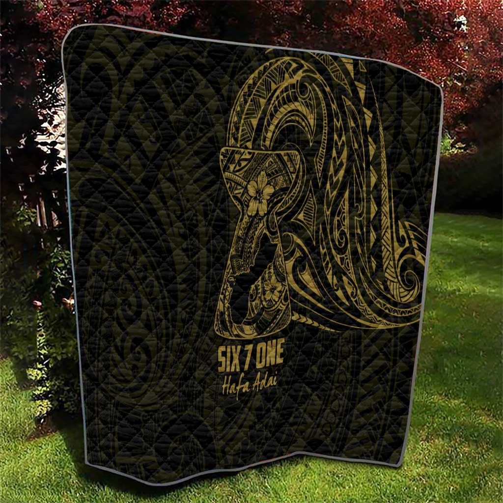 Gold Guam Latte Stone Tribal Tattoo Quilt Hafa Adai Six 7 One LT9 - Polynesian Pride