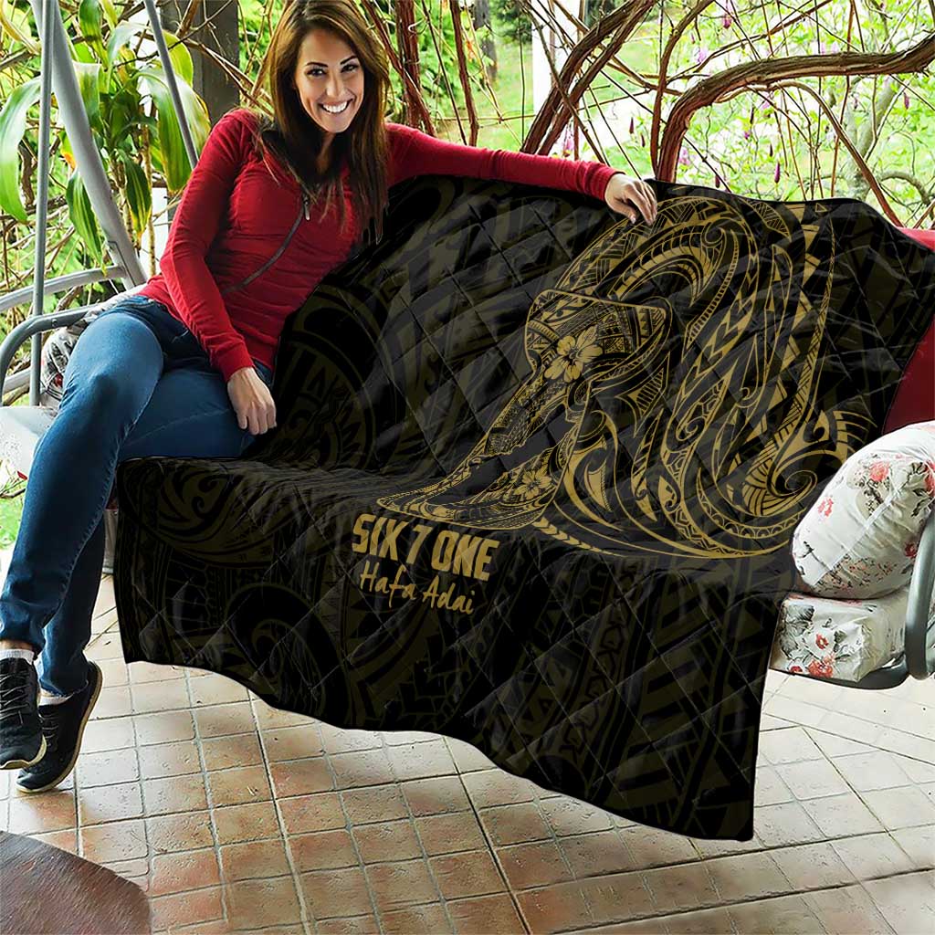 Gold Guam Latte Stone Tribal Tattoo Quilt Hafa Adai Six 7 One LT9 - Polynesian Pride