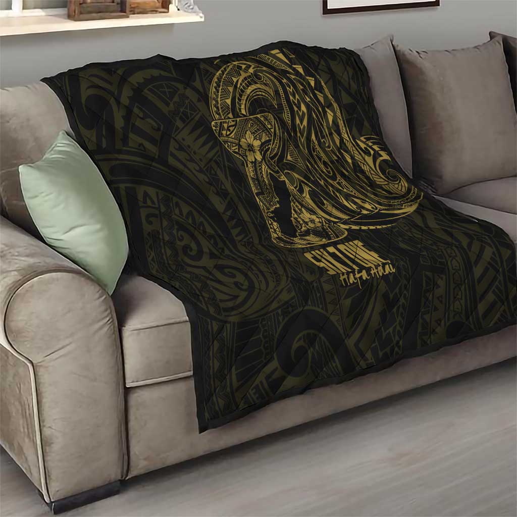 Gold Guam Latte Stone Tribal Tattoo Quilt Hafa Adai Six 7 One LT9 - Polynesian Pride