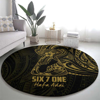 Gold Guam Latte Stone Tribal Tattoo Round Carpet Hafa Adai Six 7 One