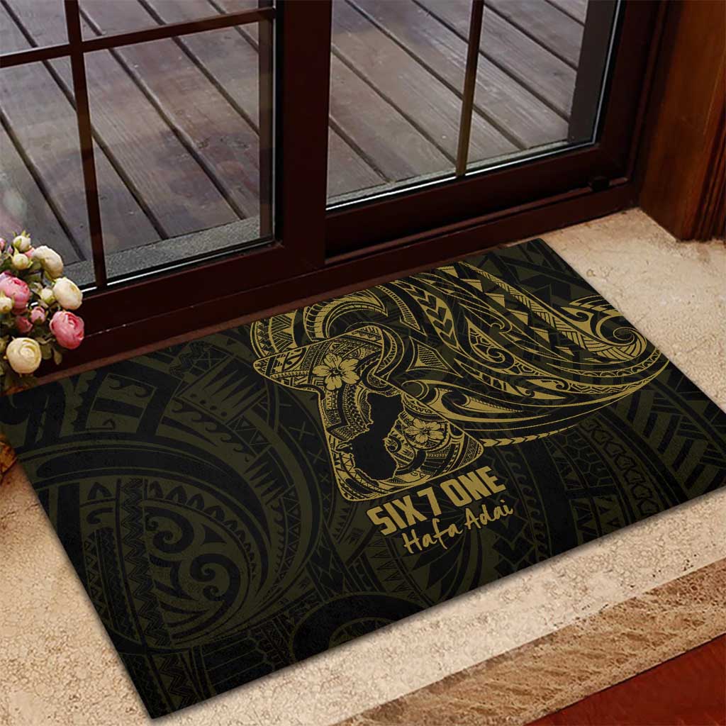 Gold Guam Latte Stone Tribal Tattoo Rubber Doormat Hafa Adai Six 7 One