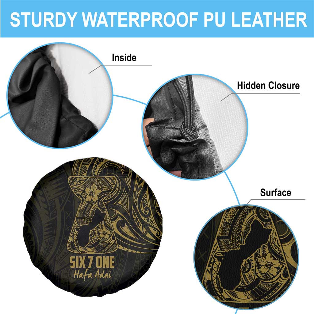 Gold Guam Latte Stone Tribal Tattoo Spare Tire Cover Hafa Adai Six 7 One