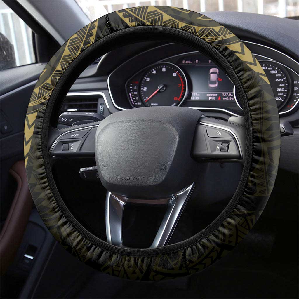 Gold Guam Latte Stone Tribal Tattoo Steering Wheel Cover Hafa Adai Six 7 One