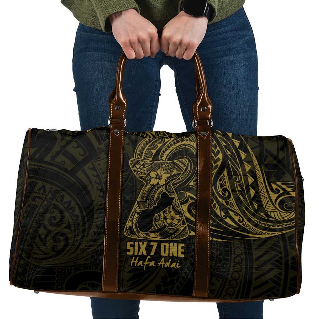 Gold Guam Latte Stone Tribal Tattoo Travel Bag Hafa Adai Six 7 One - Polynesian Pride