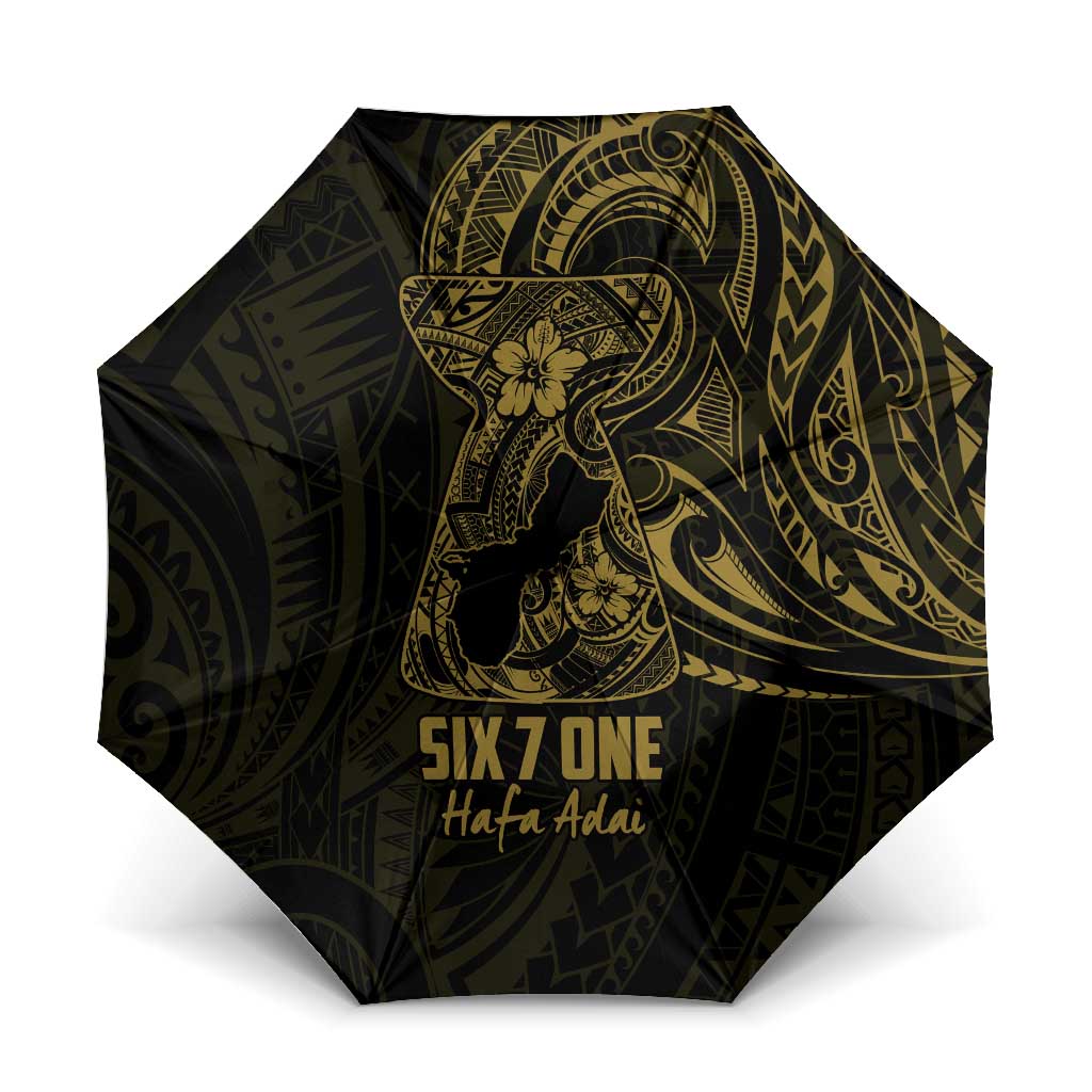 Gold Guam Latte Stone Tribal Tattoo Umbrella Hafa Adai Six 7 One - Polynesian Pride