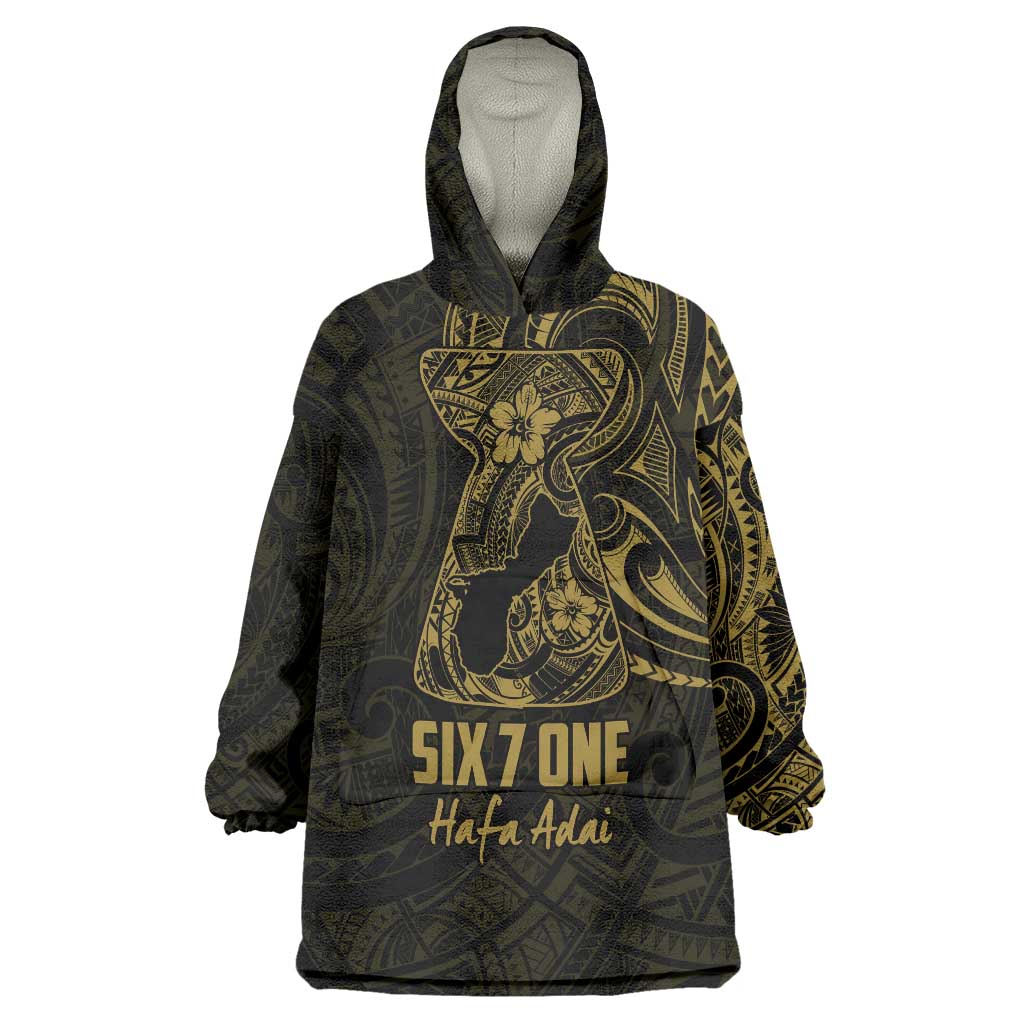 Gold Guam Latte Stone Tribal Tattoo Wearable Blanket Hoodie Hafa Adai Six 7 One