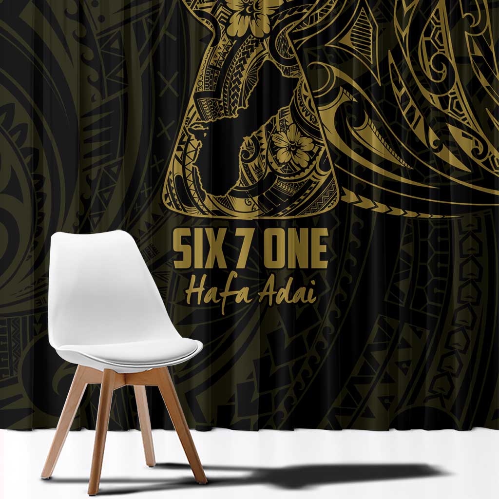 Gold Guam Latte Stone Tribal Tattoo Window Curtain Hafa Adai Six 7 One
