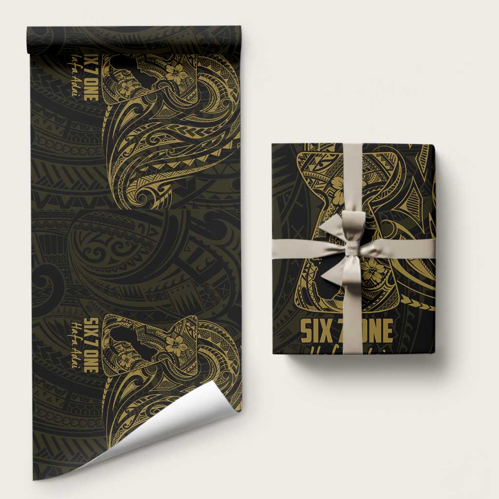 Gold Guam Latte Stone Tribal Tattoo Wrapping Paper Hafa Adai Six 7 One - Polynesian Pride
