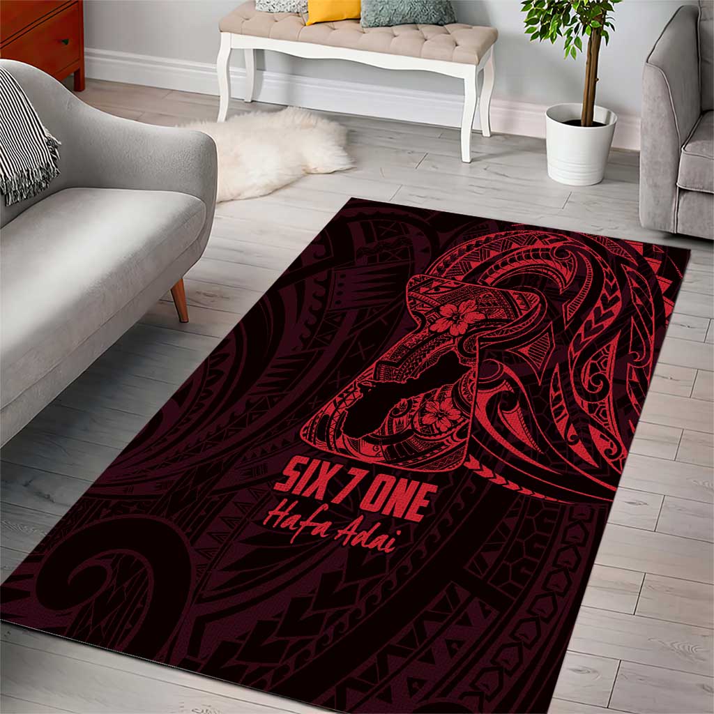 Oxblood Guam Latte Stone Tribal Tattoo Area Rug Hafa Adai Six 7 One