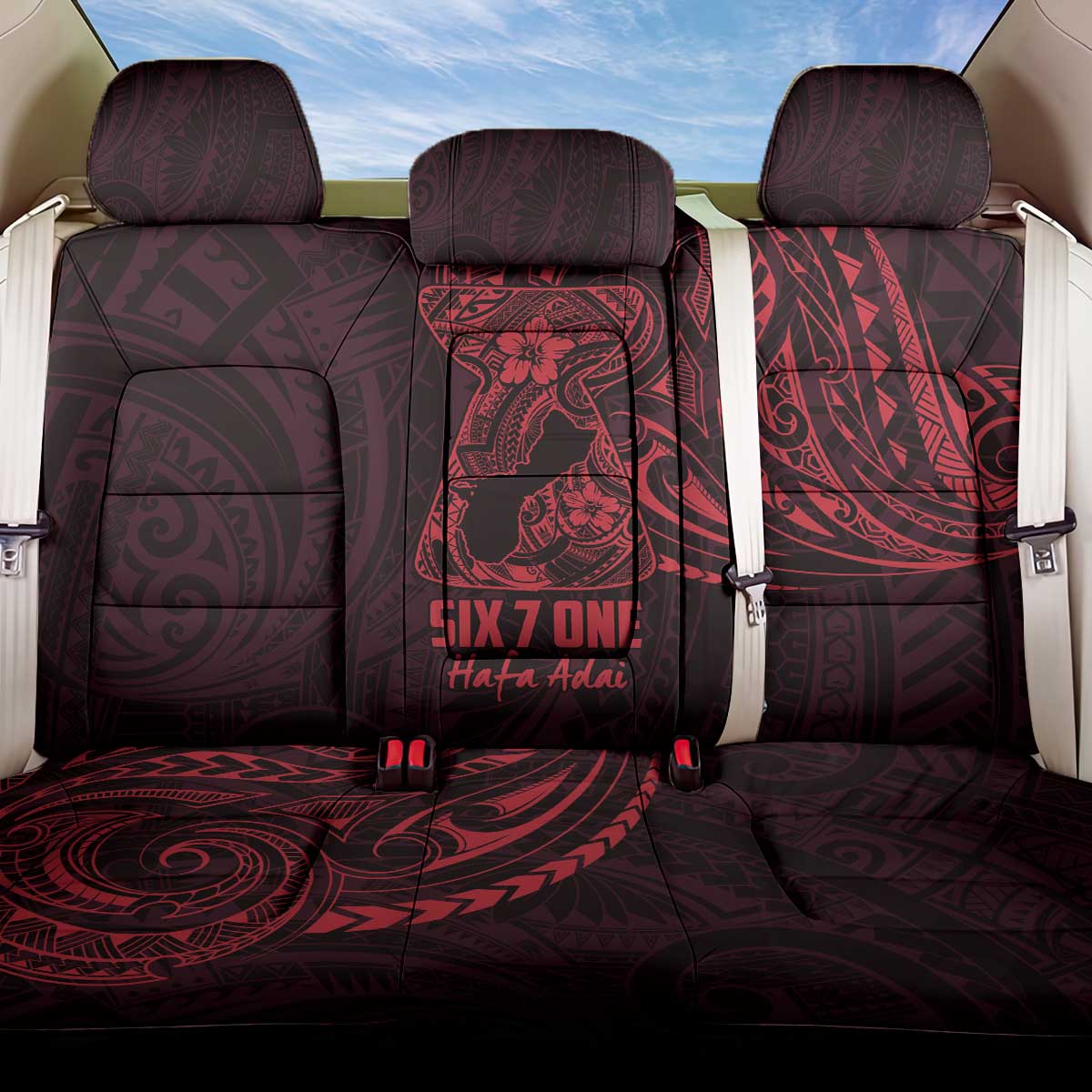 Oxblood Guam Latte Stone Tribal Tattoo Back Car Seat Cover Hafa Adai Six 7 One