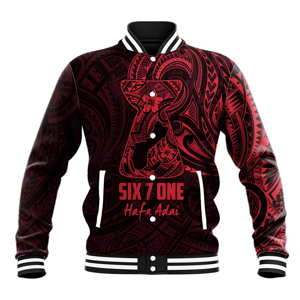 Oxblood Guam Latte Stone Tribal Tattoo Baseball Jacket Hafa Adai Six 7 One
