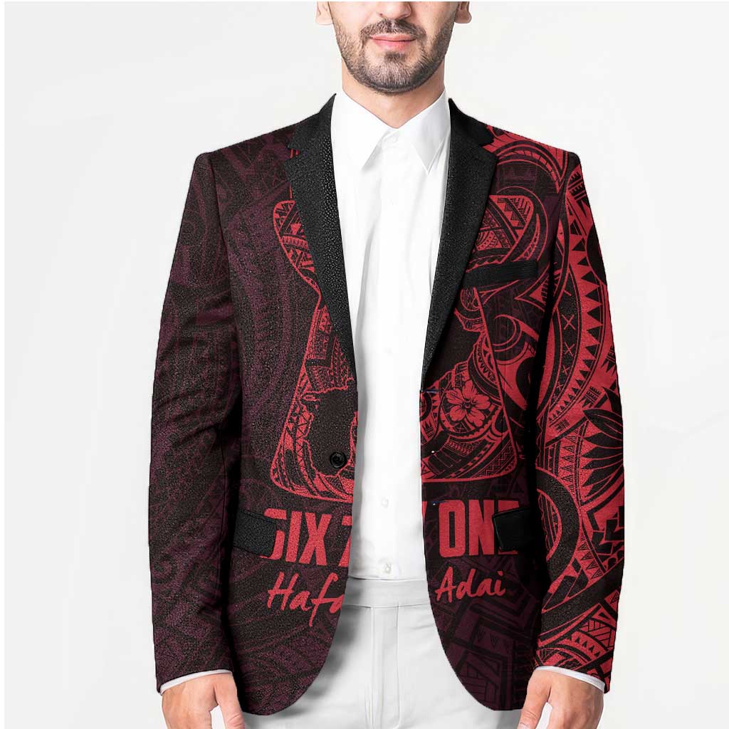 Oxblood Guam Latte Stone Tribal Tattoo Blazer Hafa Adai Six 7 One - Polynesian Pride
