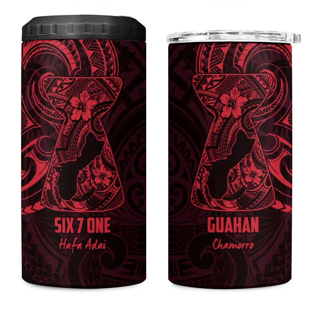 Oxblood Guam Latte Stone Tribal Tattoo 4 in 1 Can Cooler Tumbler Hafa Adai Six 7 One