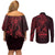 Oxblood Guam Latte Stone Tribal Tattoo Couples Matching Off Shoulder Short Dress and Long Sleeve Button Shirt Hafa Adai Six 7 One