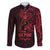 Oxblood Guam Latte Stone Tribal Tattoo Family Matching Off Shoulder Short Dress and Hawaiian Shirt Hafa Adai Six 7 One