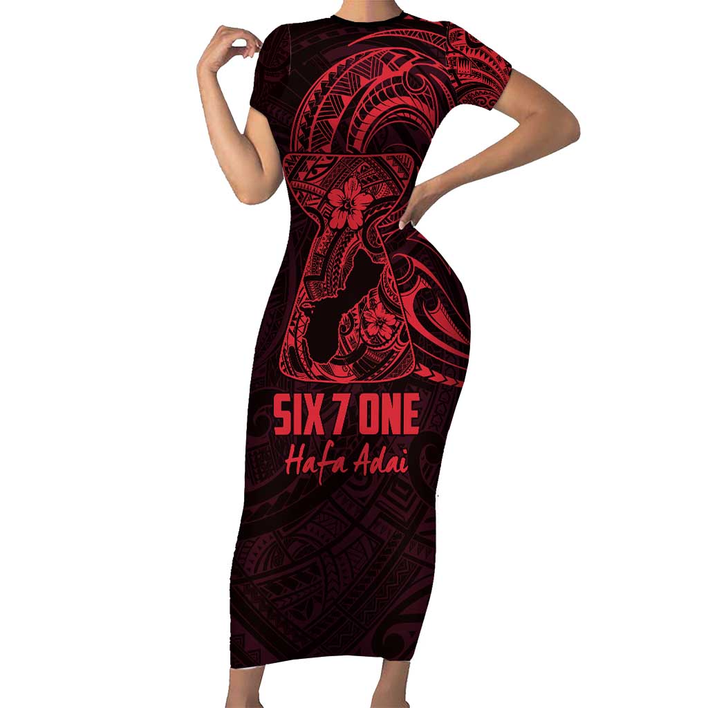 Oxblood Guam Latte Stone Tribal Tattoo Family Matching Short Sleeve Bodycon Dress and Hawaiian Shirt Hafa Adai Six 7 One