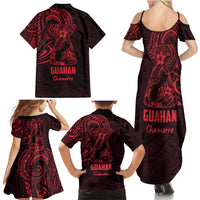 Oxblood Guam Latte Stone Tribal Tattoo Family Matching Summer Maxi Dress and Hawaiian Shirt Hafa Adai Six 7 One