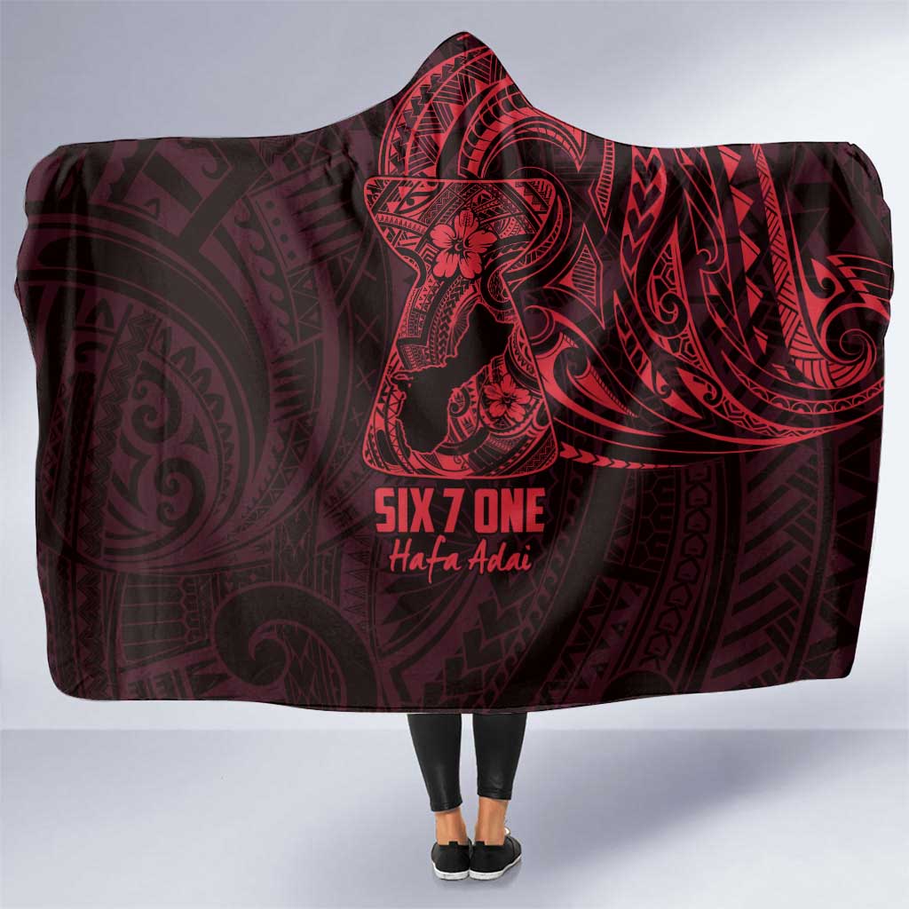 Oxblood Guam Latte Stone Tribal Tattoo Hooded Blanket Hafa Adai Six 7 One