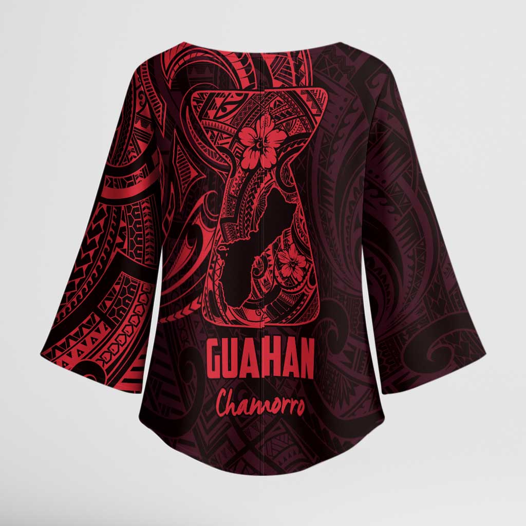 Oxblood Guam Latte Stone Tribal Tattoo Kimono Sleeve Blouse Hafa Adai Six 7 One - Polynesian Pride