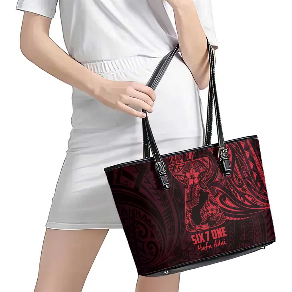 Oxblood Guam Latte Stone Tribal Tattoo Leather Tote Bag Hafa Adai Six 7 One