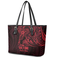 Oxblood Guam Latte Stone Tribal Tattoo Leather Tote Bag Hafa Adai Six 7 One