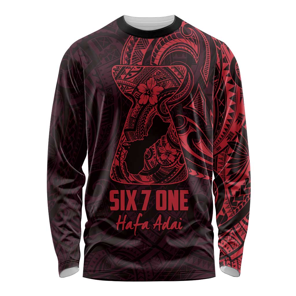 Oxblood Guam Latte Stone Tribal Tattoo Long Sleeve Shirt Hafa Adai Six 7 One