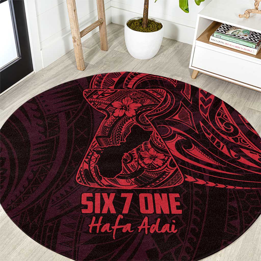 Oxblood Guam Latte Stone Tribal Tattoo Round Carpet Hafa Adai Six 7 One