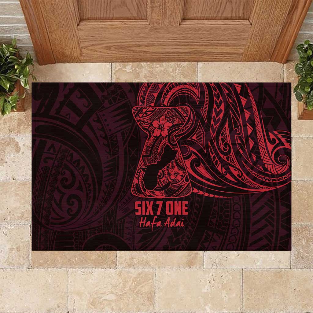 Oxblood Guam Latte Stone Tribal Tattoo Rubber Doormat Hafa Adai Six 7 One