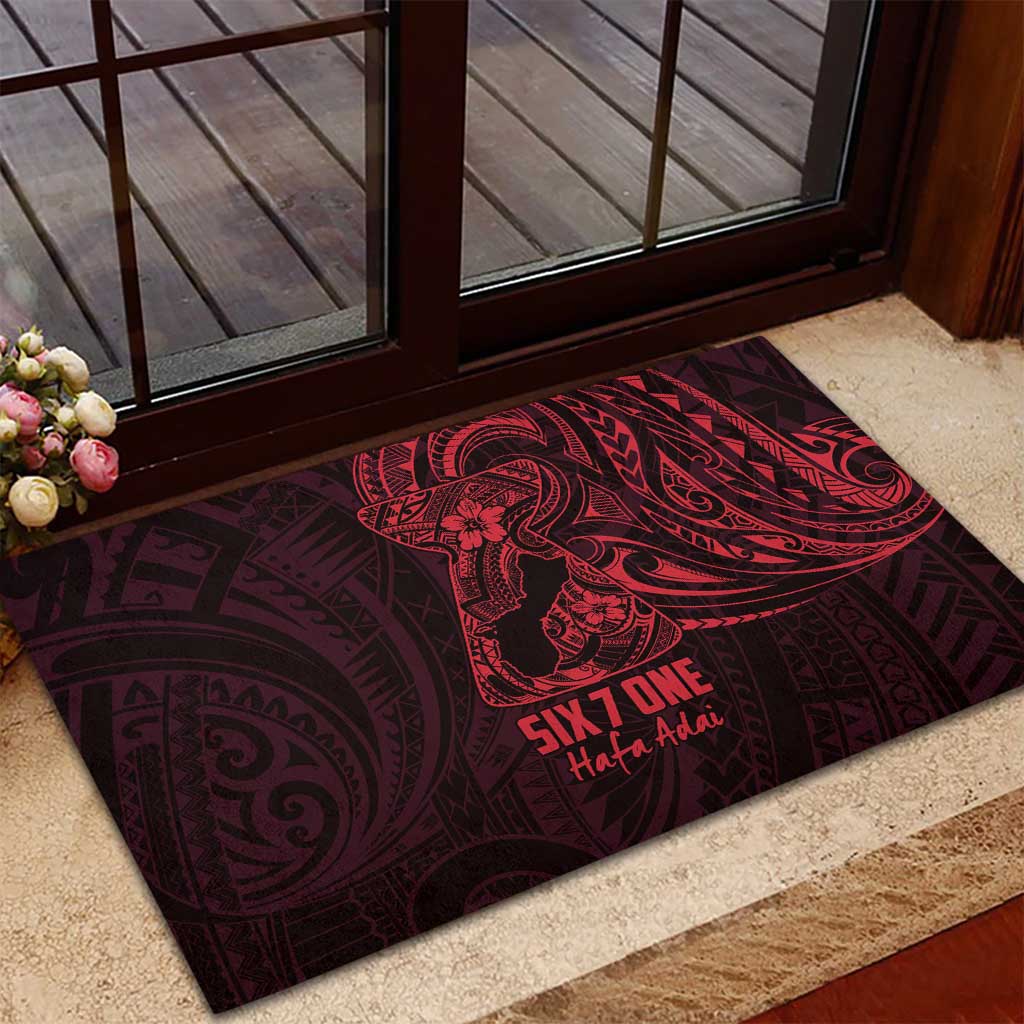 Oxblood Guam Latte Stone Tribal Tattoo Rubber Doormat Hafa Adai Six 7 One