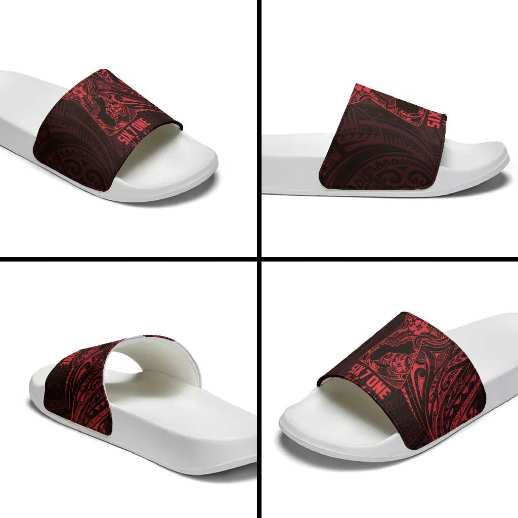 Oxblood Guam Latte Stone Tribal Tattoo Slide Sandals Hafa Adai Six 7 One - Polynesian Pride