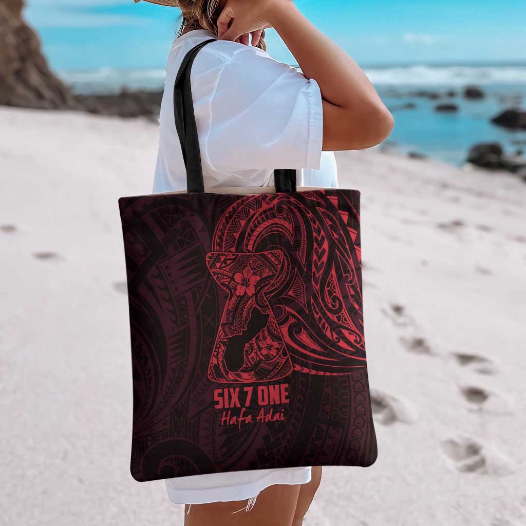Oxblood Guam Latte Stone Tribal Tattoo Tote Bag Hafa Adai Six 7 One - Polynesian Pride