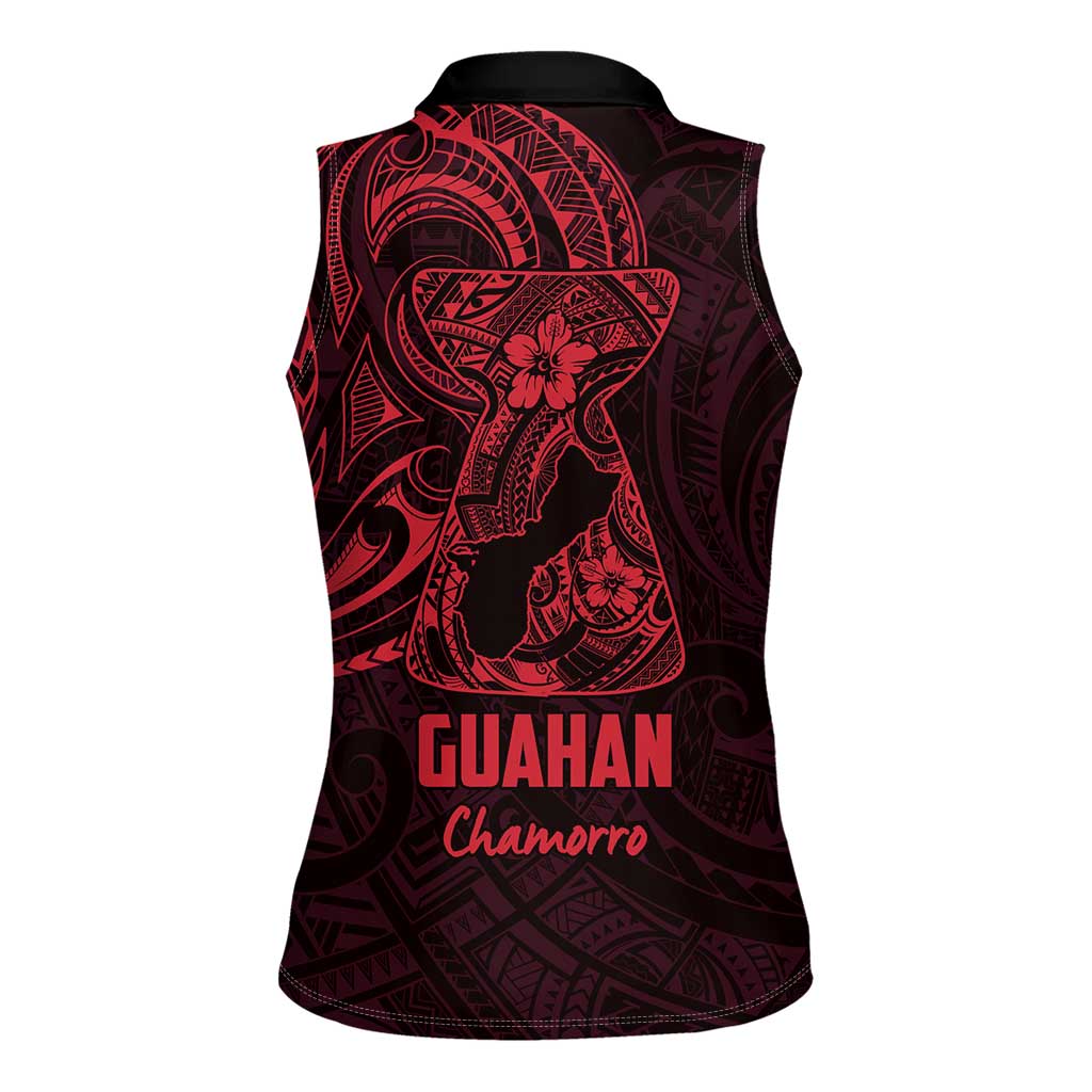 Oxblood Guam Latte Stone Tribal Tattoo Women Sleeveless Polo Shirt Hafa Adai Six 7 One