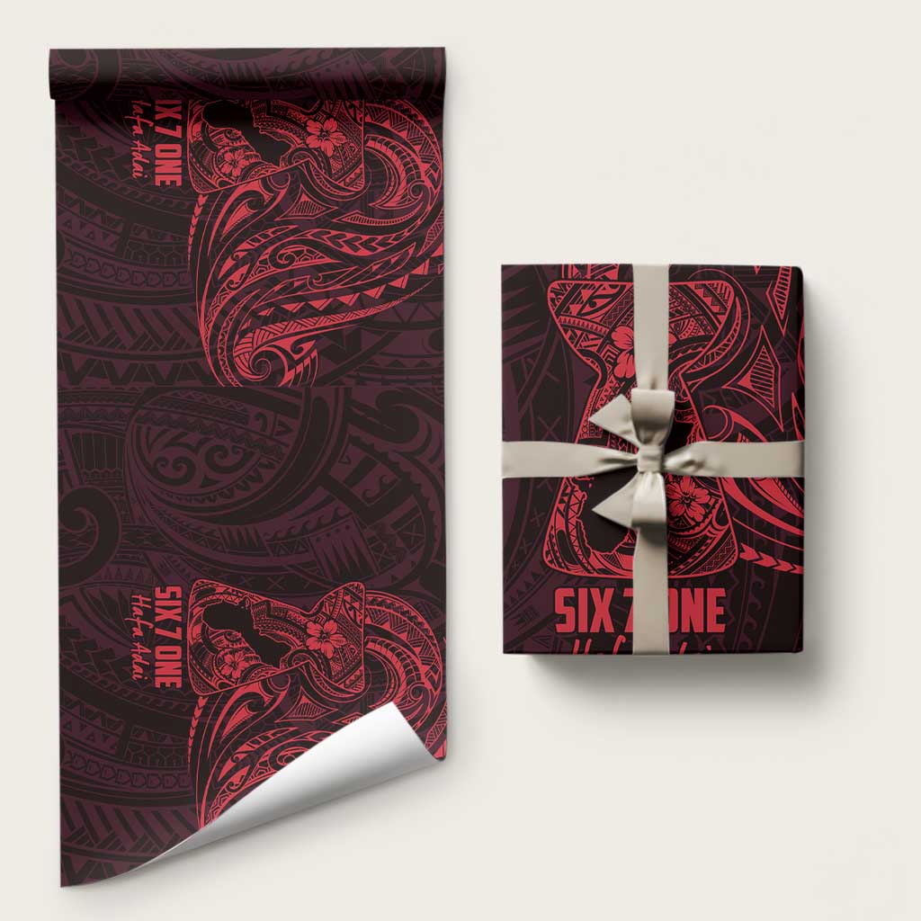Oxblood Guam Latte Stone Tribal Tattoo Wrapping Paper Hafa Adai Six 7 One - Polynesian Pride