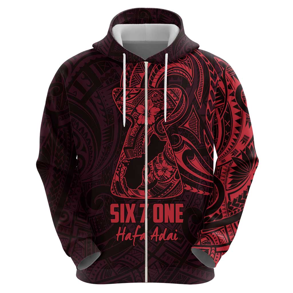 Oxblood Guam Latte Stone Tribal Tattoo Zip Hoodie Hafa Adai Six 7 One