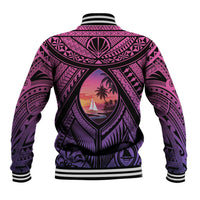 Guam Chamorro Artsy Baseball Jacket Guahan Sunset Beach