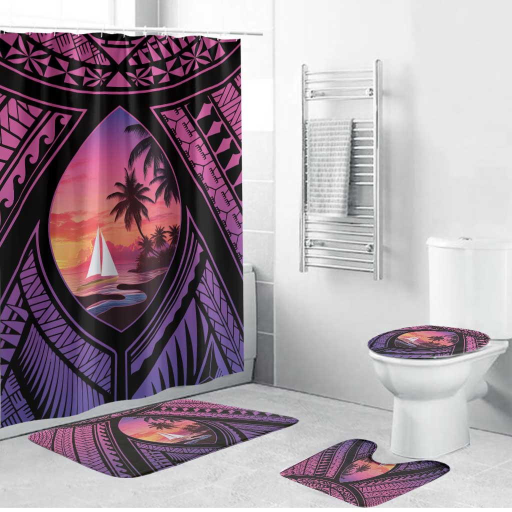 Guam Chamorro Artsy Bathroom Set Guahan Sunset Beach - Polynesian Pride
