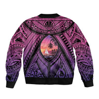 Guam Chamorro Artsy Bomber Jacket Guahan Sunset Beach
