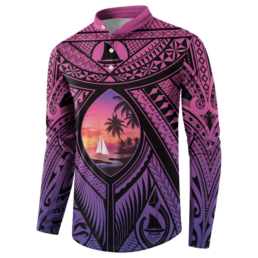Guam Chamorro Artsy Button Sweatshirt Guahan Sunset Beach