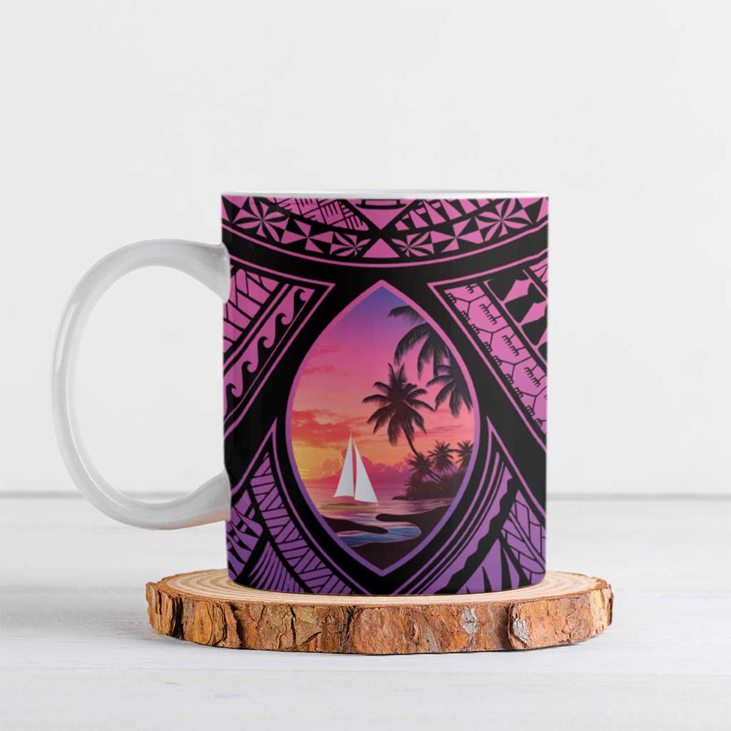 Guam Chamorro Artsy Ceramic Mug Guahan Sunset Beach - Polynesian Pride