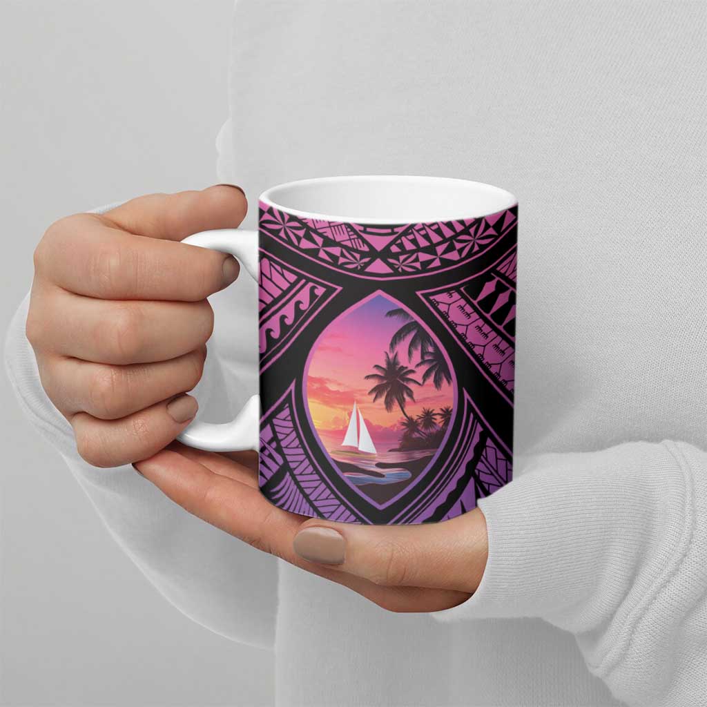 Guam Chamorro Artsy Ceramic Mug Guahan Sunset Beach - Polynesian Pride